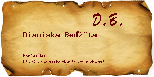 Dianiska Beáta névjegykártya