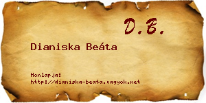 Dianiska Beáta névjegykártya
