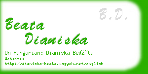 beata dianiska business card